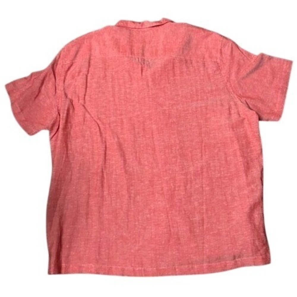 Croft & Barrow Mens XXL Coral Pink Linen Blend Short Sleeve Linen Blend Shirt - Picture 2 of 10